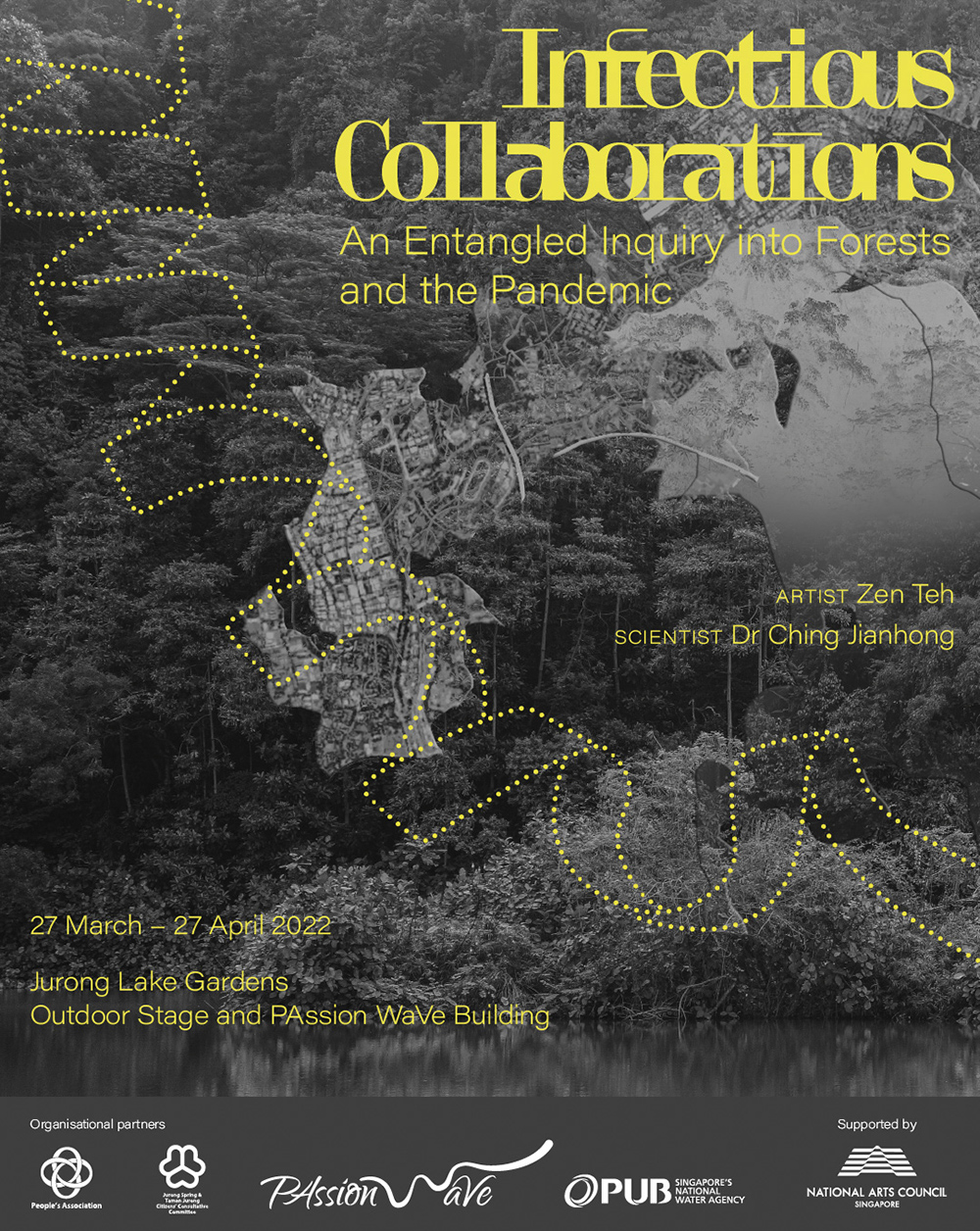 Poster titled 'Infectious Collaboration: An Enquiry into Forests and the Pandemic'.