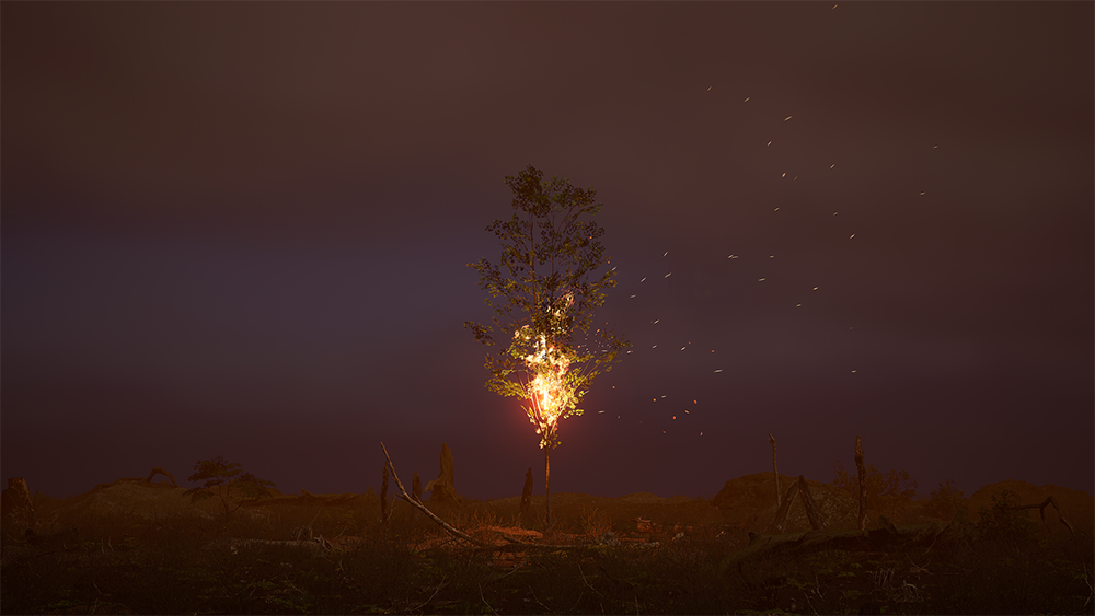 A digitised burning tree.