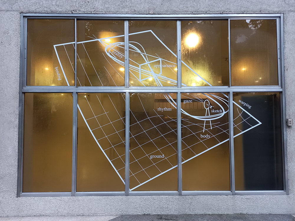 A window with a grid and symbols.